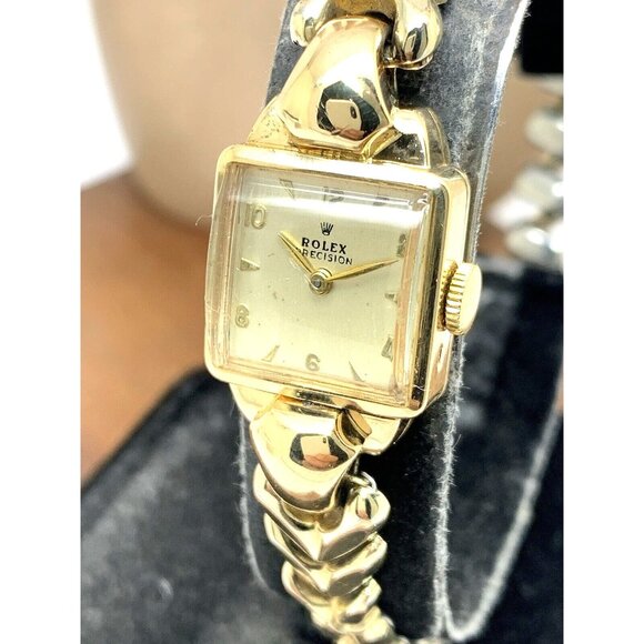 Rolex Women's Watch 8135 Vintage Cocktail 18k Gold Case Swiss Manual Wind Petite - Picture 1 of 15